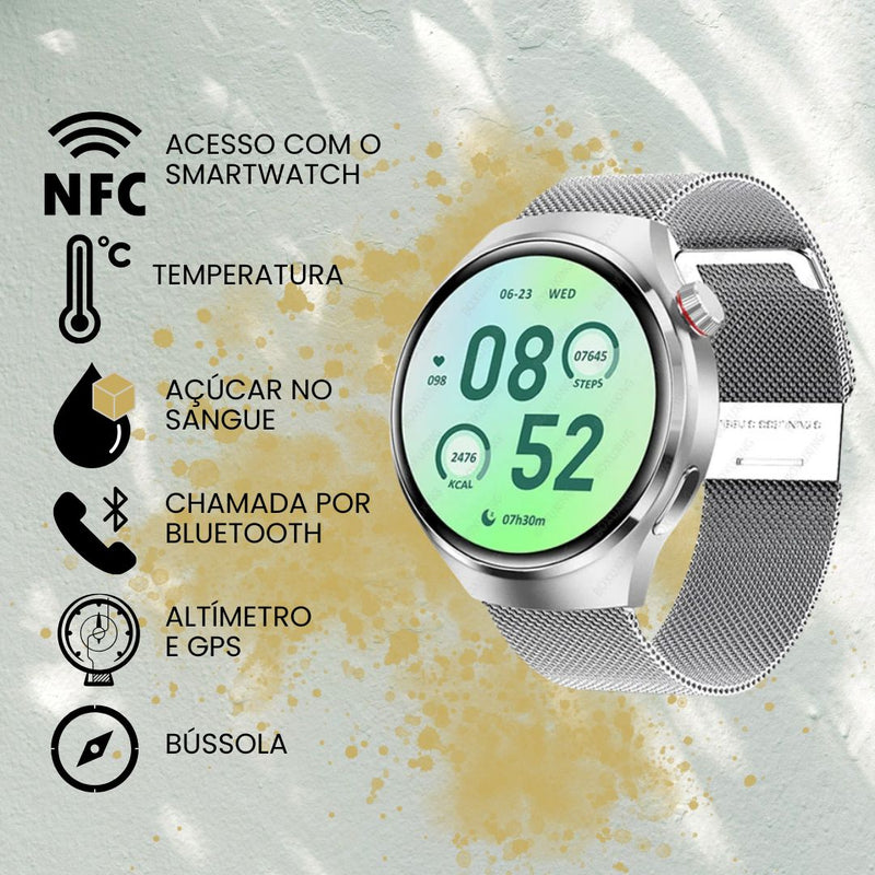 Smartwatch Esportivo 4 PRO à prova d`água com GPS - Tecnologia que facilita sua rotina, a um toque